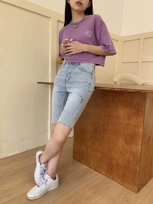 [9hour] slim fit and versatile denim shorts 30182# zxl