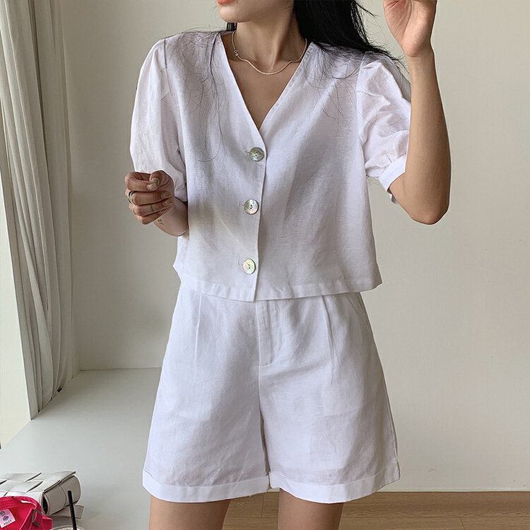 New in early summer! [naimier] simple Korean minority shirt + loose casual Shorts Set 7185# LSW