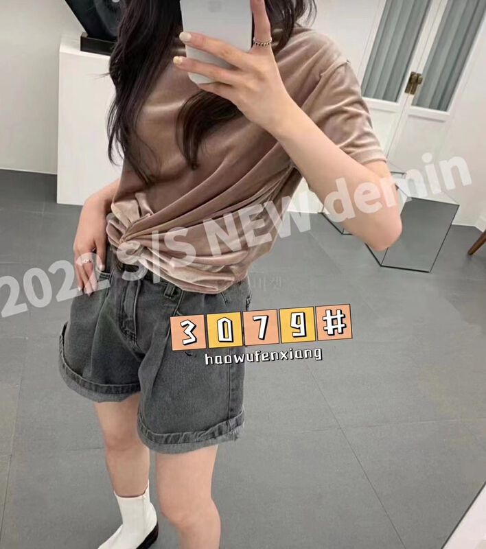 [- 5kg] waist button design adjustable versatile denim shorts 3079-3# ll