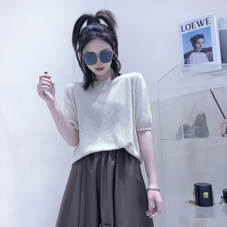 New year in early spring! [S.J] crew neck Pullover solid color short sleeve lazy style sweater 6752# LSW