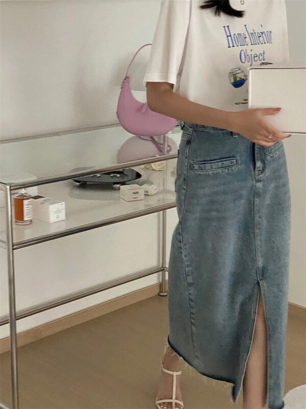 [in by in] Korean split denim skirt 0832# zjy