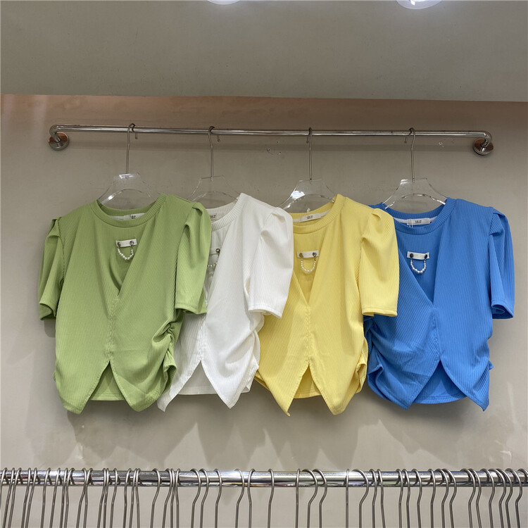 New in early summer! [tab CP] Korean style irregular and versatile fashionable short sleeve T-shirt 7932# CSX