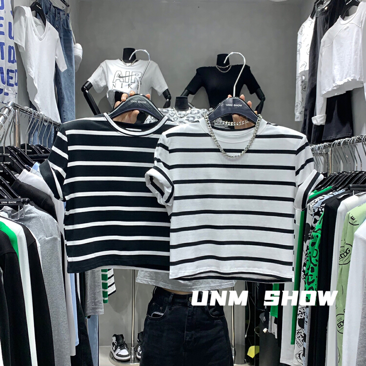 New in early summer! [unm-show] striped slim short sleeve T-shirt 6175# WTT