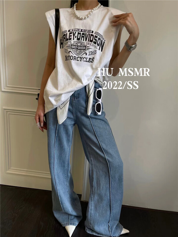 New in early summer! [Hu] Korean loose letter printed vest / sling ys1-6683# zyh