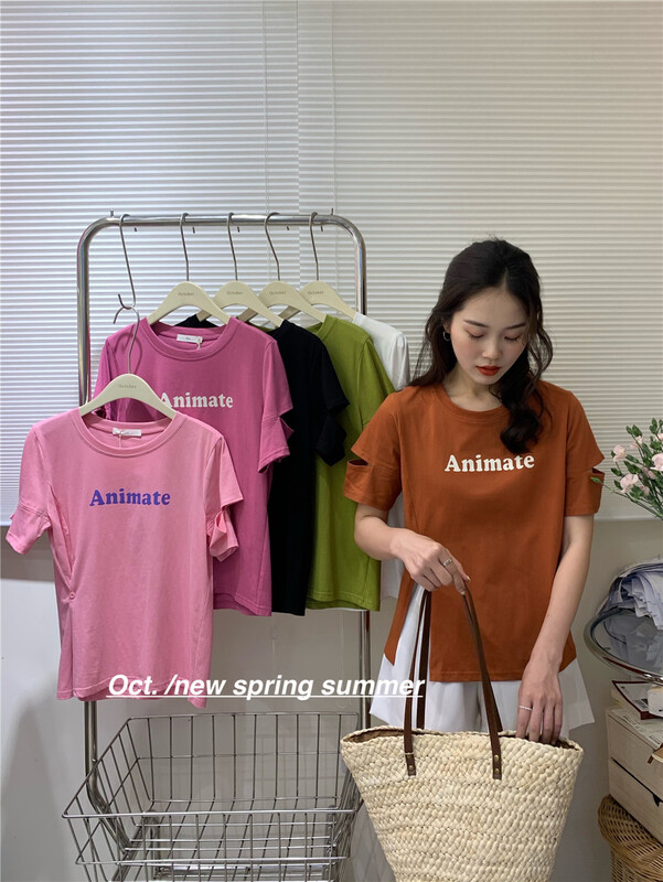 [OCT] Korean casual round neck short sleeve T-shirt 8192# hjy