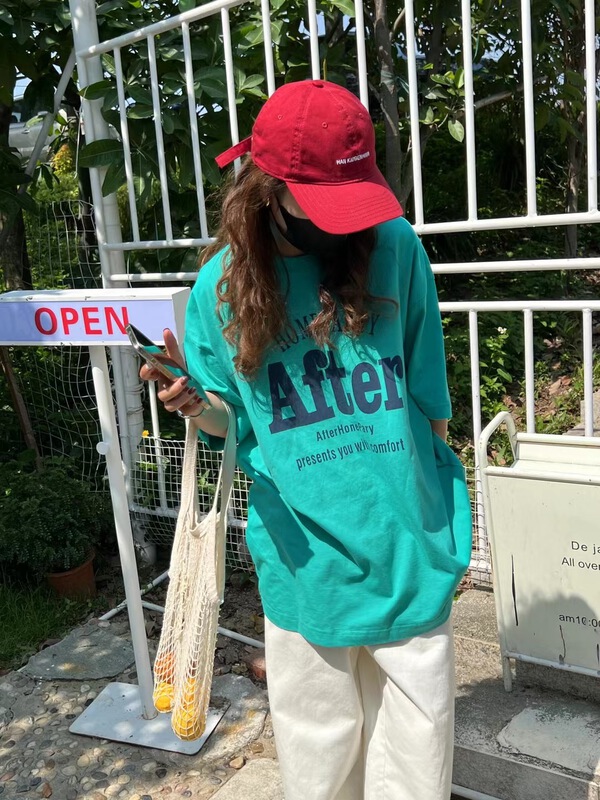 [sanbara] lazy letter printed fashion short sleeve T-shirt 9382# LSW