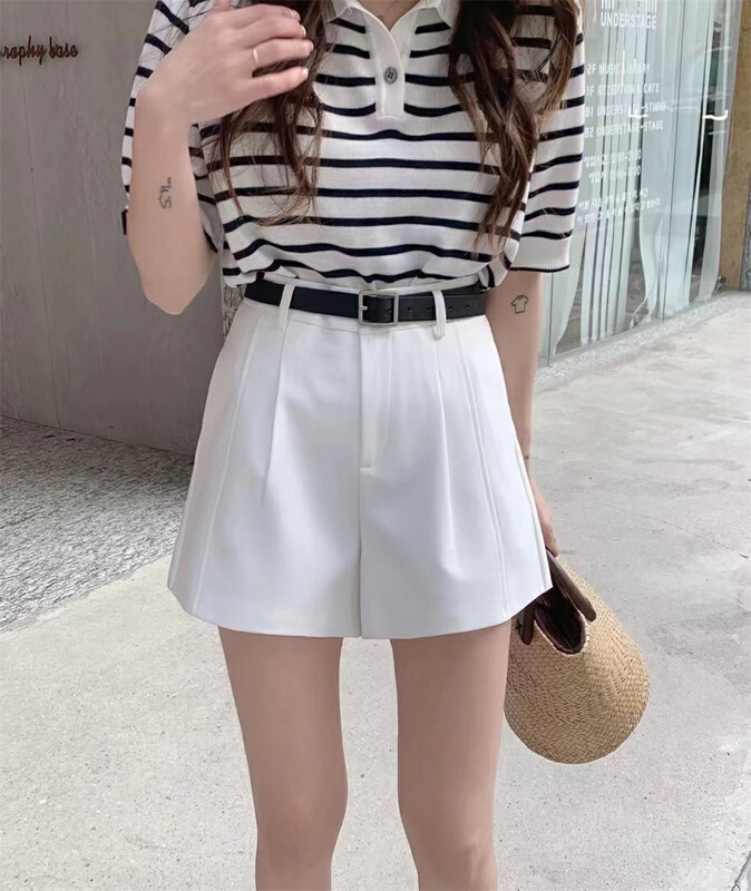 [Siebel] high waist slim casual shorts (with belt) 9558# XJ