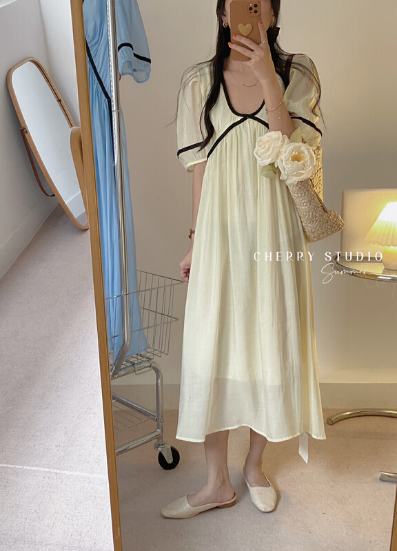 [cherry studio] Korean lace ribbon Tencel dress 5230# HBx