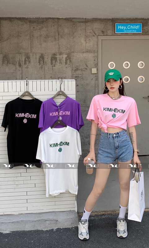New in early summer! [Yishang & Yiyou] letter Pullover Korean Short Sleeve T-shirt 6287# LSW
