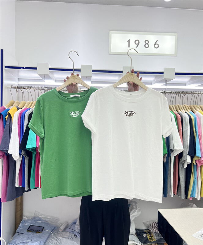 New in early summer! [1986] letter embroidery Casual Short Sleeve T-shirt c744# LSL
