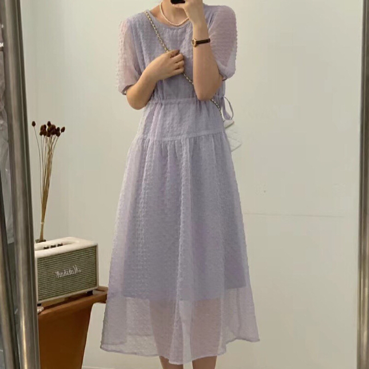 [Zoe Zoe] side drawstring waist dress c595# L