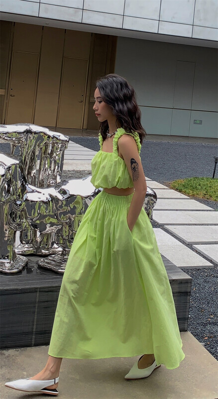 [INSS] simple small fresh Vest + high waist skirt suit (excluding necklace) 90207# LSL