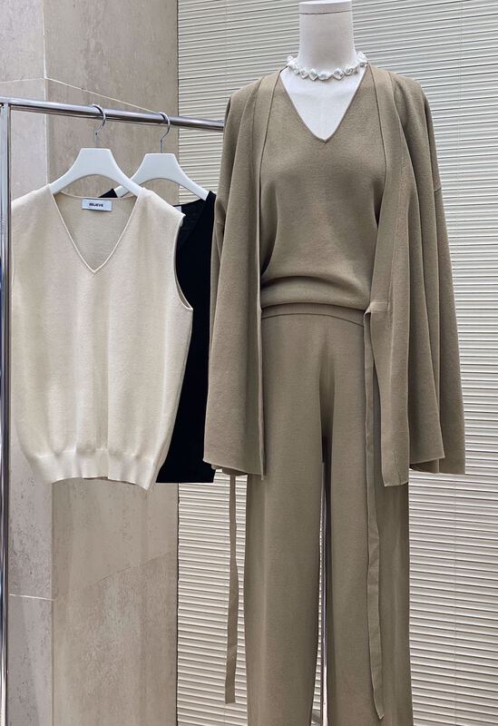 goods in stock! [believe] French romantic tie knit cardigan bl51308# cqw