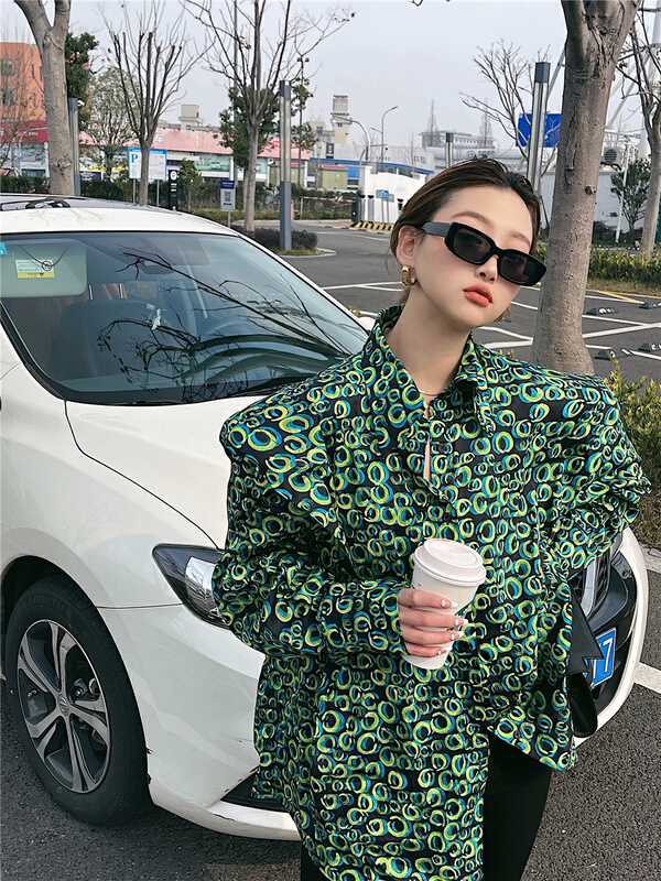 New year in early spring! [open] printed color contrast fashion shirt 3296# XYJ