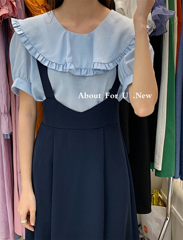 Original price 73.32! New in early summer! [about for u] Korean fashion baby collar shirt 66132# lwy