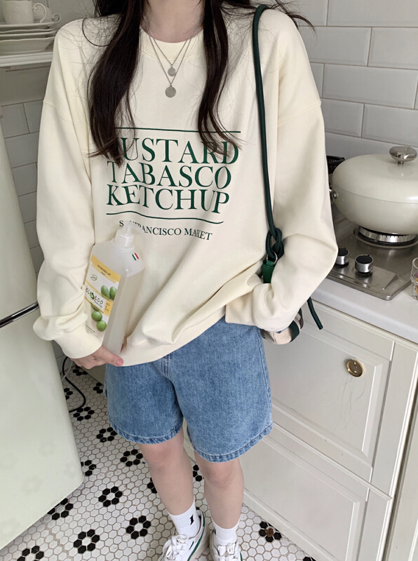 New year in early spring! [run. 7] Korean round neck personalized printed sweater 21038# XYJ