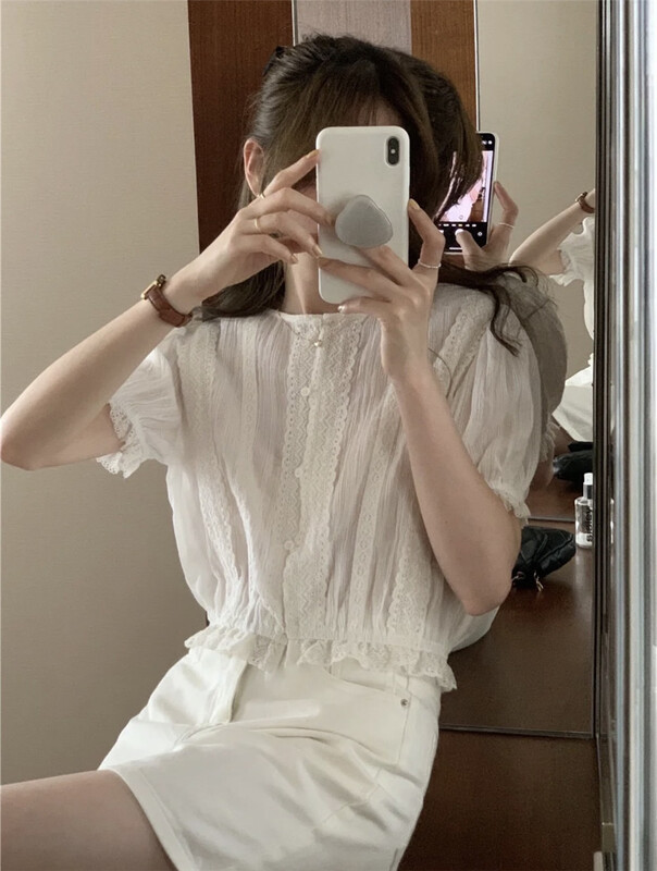 New in early summer! [feeding] Korean version simple breasted shirt ys1-7823# cqw