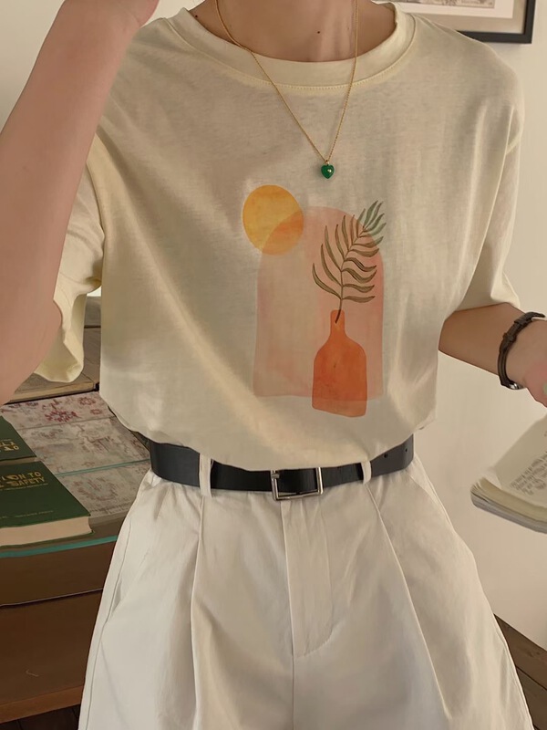 New in early summer! [Momo] personalized printed Casual Short Sleeve T-shirt 3816# HBx