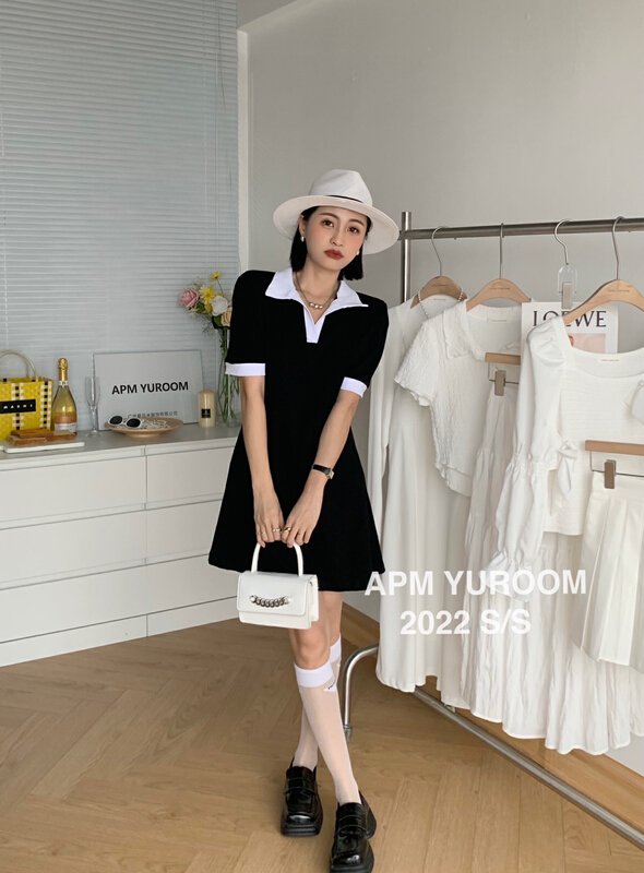goods in stock! [APM yuroom] Korean casual polo collar dress 22216# LSL