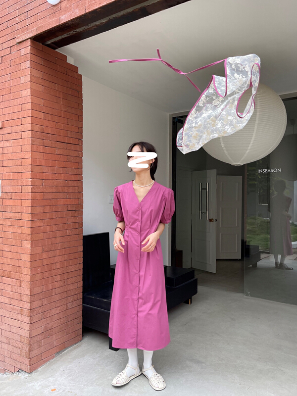[ISO Korean] niche fashion area + single breasted V-neck dress set 3070# hjy