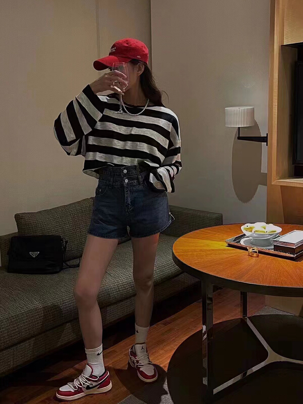 New in early summer! [c.h.z] Korean version careful machine backless striped sunscreen shirt 90882# WTT