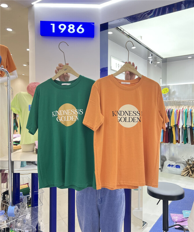 [1986] crew neck versatile print Casual Short Sleeve T-shirt f1405# LSL