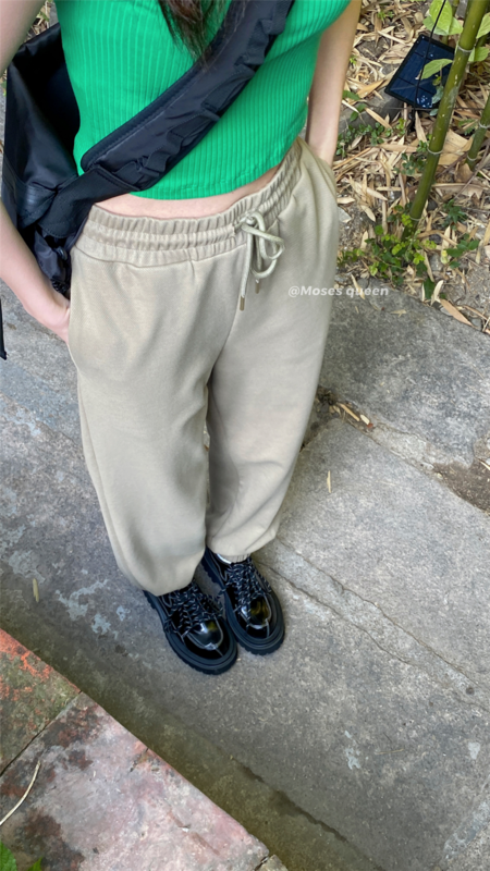 goods in stock! New year in early spring! [moss queen] elastic waist clean color straight casual pants 50102# ZSY