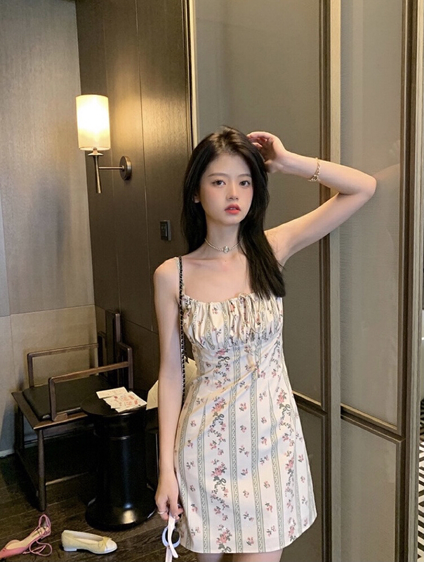 [LML] French Vintage Floral suspender dress 9589# ozq