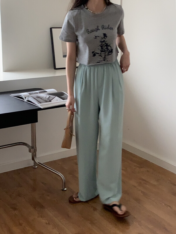 [Gabrielle] elastic waist versatile casual pants b2286# zxl