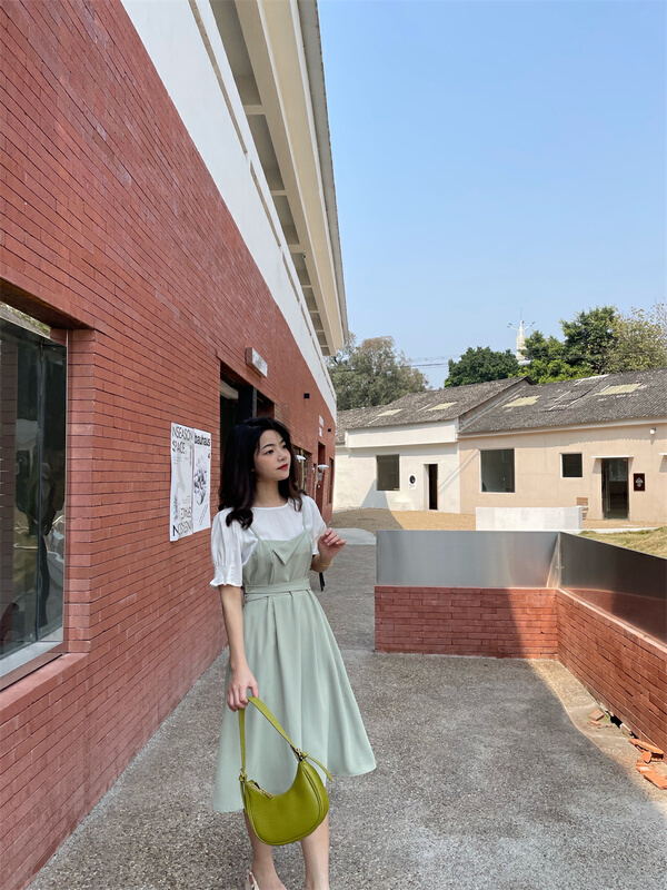 New in early summer! [woo shop] Korean basic blouse + simple and slim suspender dress set 32851# WPL