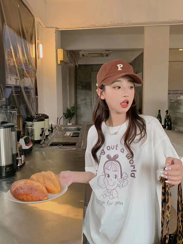 [j.2] loose Korean funny short sleeve T-shirt 4573# LSW