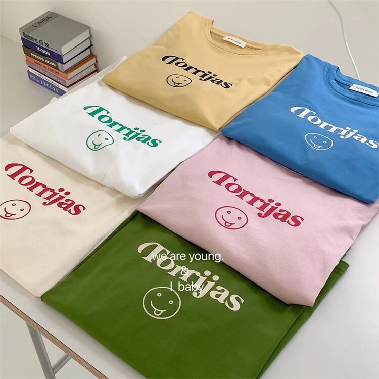 Six colors! New in early summer! [we are young] round neck lettered printed Casual Short Sleeve T-shirt 035# zxx