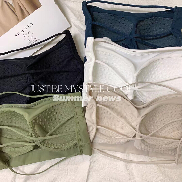 [Yaya] thin band cross bra latex fixed cup beautiful back underwear 9821# CCL