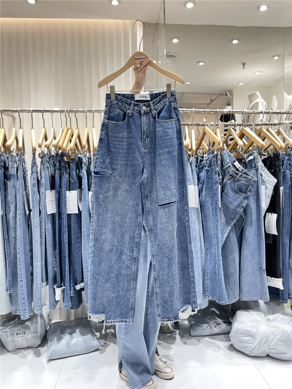 New year in early spring! [X1] color blocking, hole breaking, Vintage Western style jeans t239# LSL