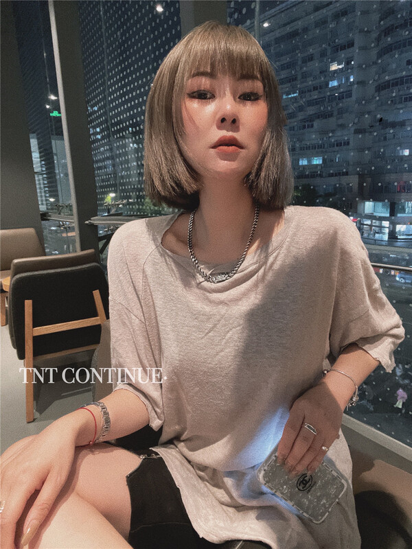 [TNT continue] split neckline fashion short sleeve T-shirt 262# L