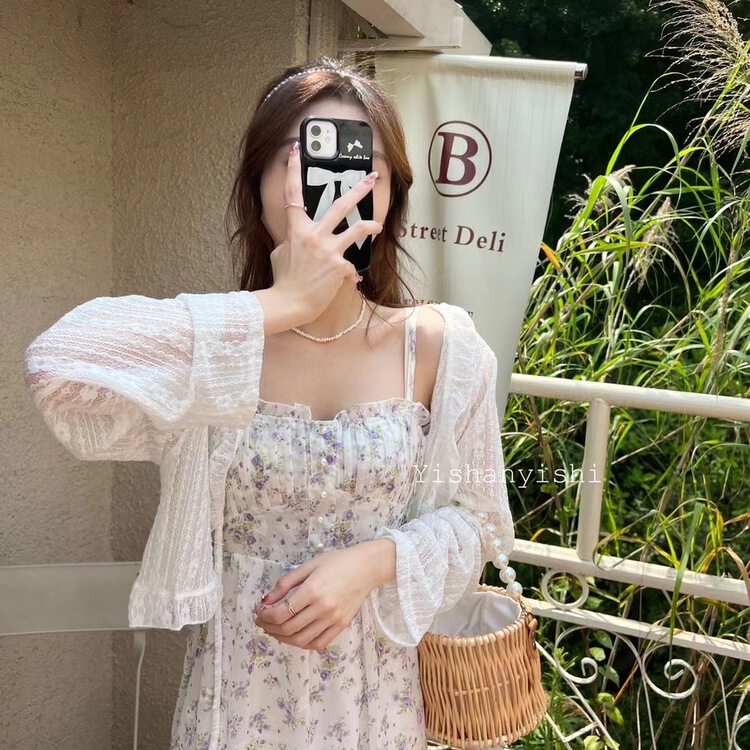 [clothing world] Korean version of Lady lace knitted cardigan (only cardigan sold) 1632# hjy