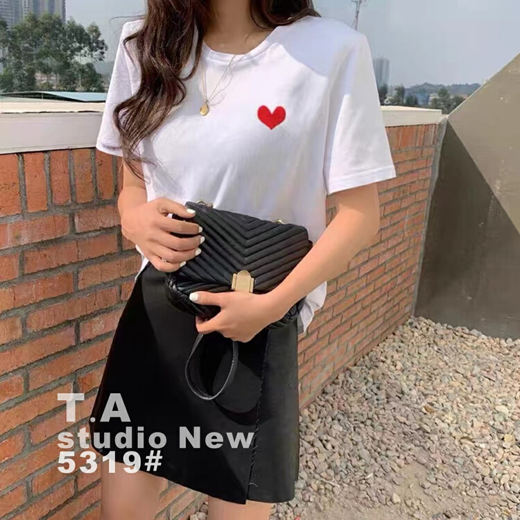 早春上新!【TA+】韓版愛心寬鬆復古短袖T恤  5319#  XYY