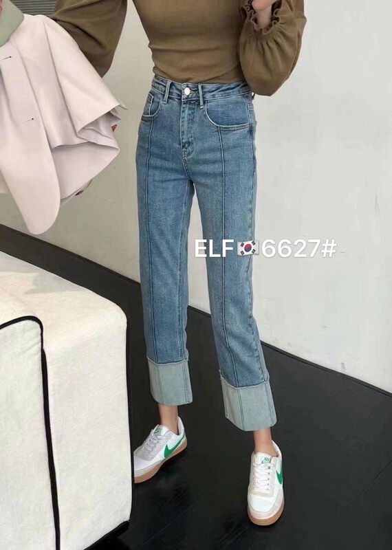 [x2 square] color blocking fashion Korean jeans 6627-3# ll