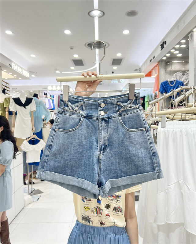 New in early summer! [Kexin] comfortable and versatile double button denim shorts ys1-6003# LSL
