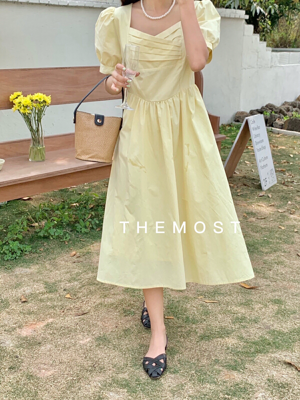 New in early summer! [the most] Korean simple square neck dress 9595# HBx