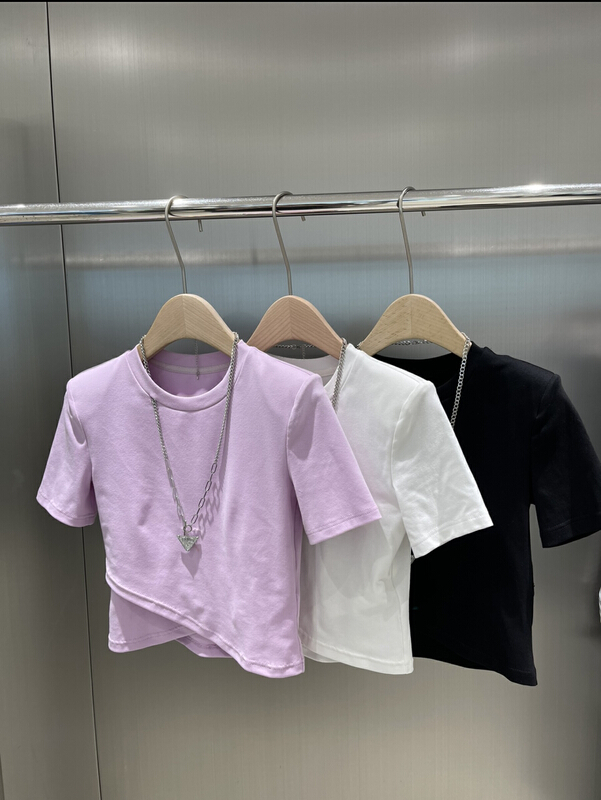 [DS] design double cross short sleeve T-shirt (with detachable chain) 68114d# XYJ