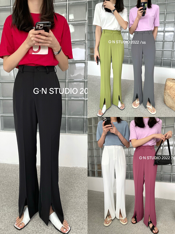 [g · n] Korean version simple vertical slit trousers ys1-19012# hjy