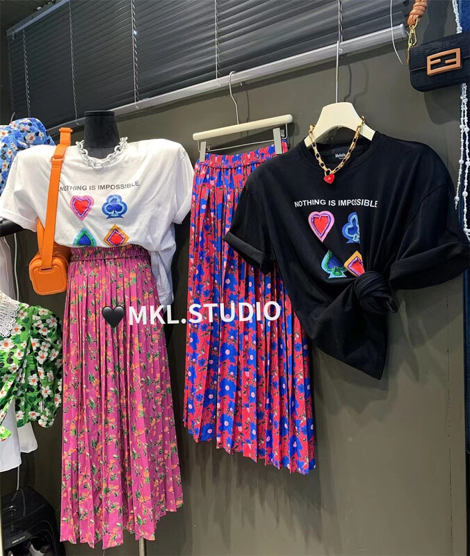 New in early summer! [Mikala] casual personalized printed loose short sleeved T-shirt (only for tops) 811-1# PCZ
