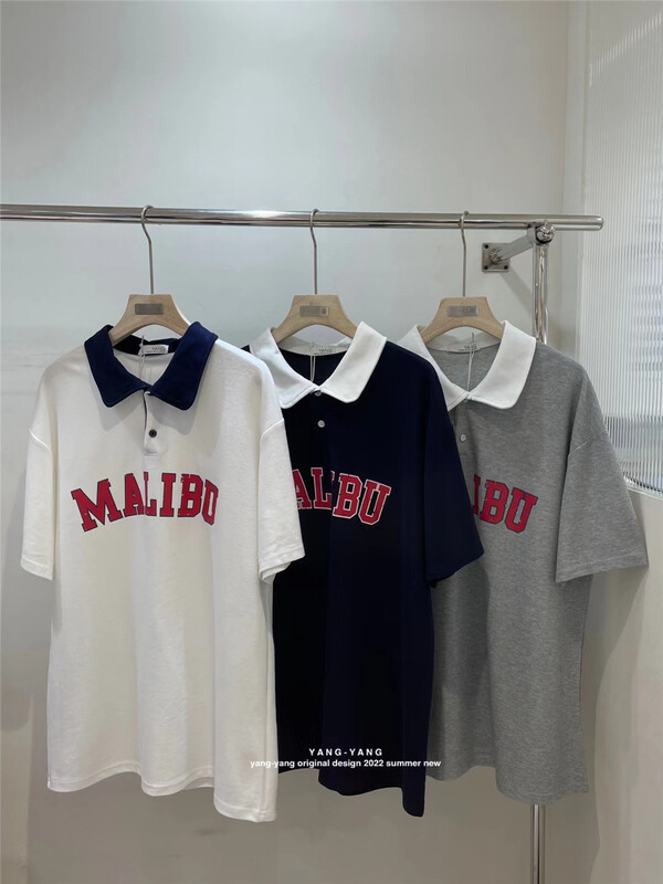 [Yang-Yang] Korean version versatile foreign style Polo short sleeve T-shirt c6205# CLS