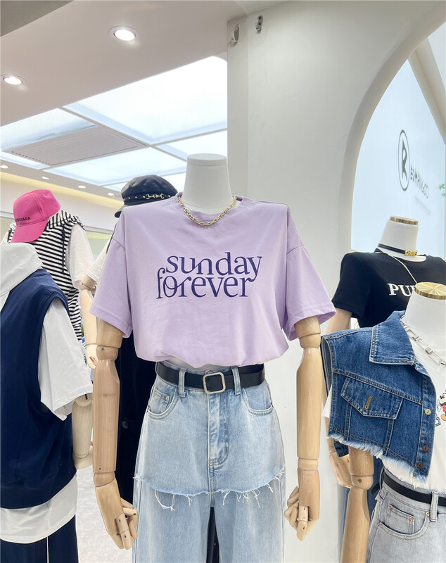 New in early summer! [iris iriisy] crew neck lettered printed retro slim short sleeve T-shirt (excluding necklace) ys1-862# LSL