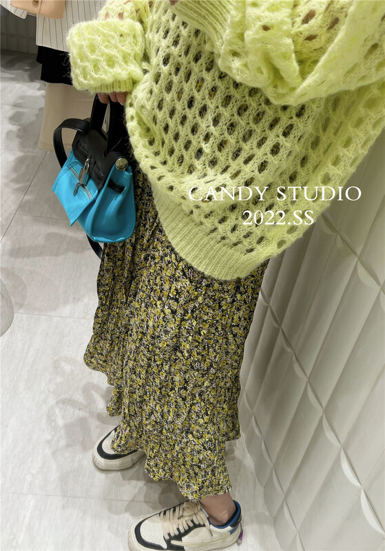 goods in stock! [candy] Korean floral pleated elastic waist skirt b7336# ZSY