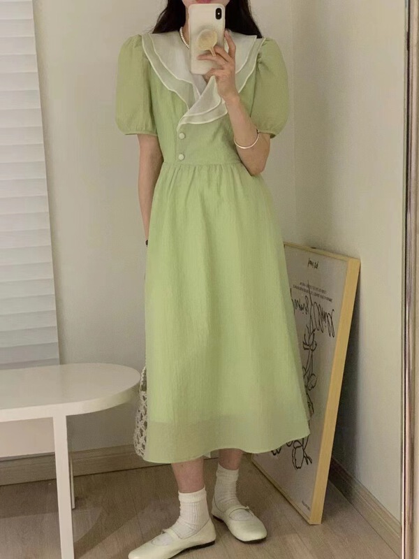 [RS] fashion lace up color blocking dress rs1628# XYY