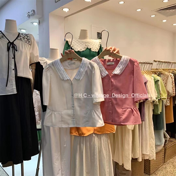 [hc-vintage] single breasted fashion color matching shirt s8778# L