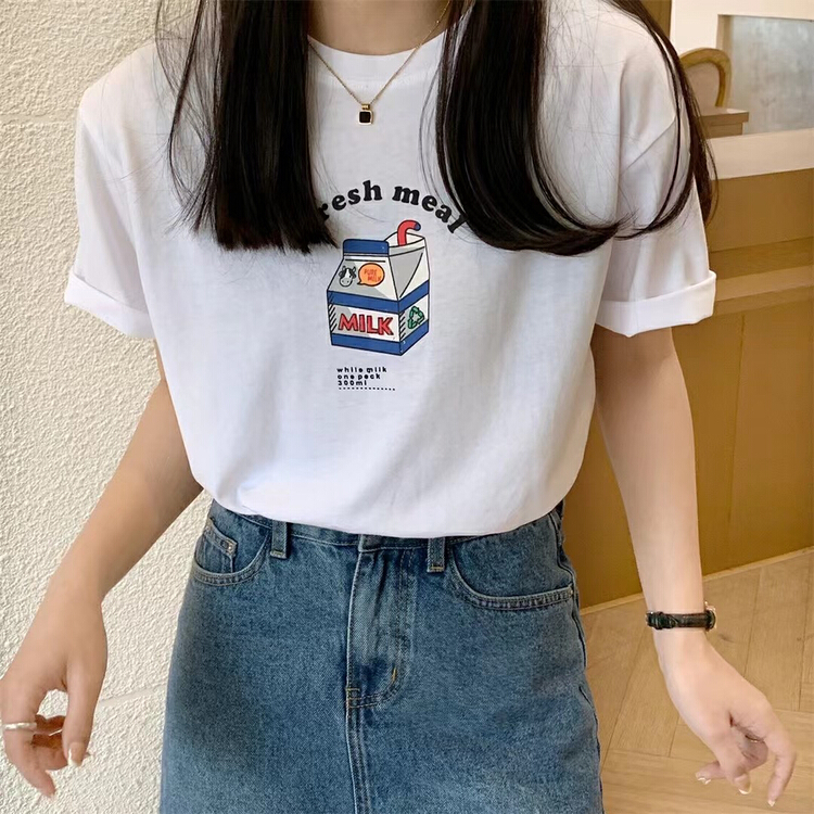 New in early summer! [HH] Korean double yarn smooth cotton short sleeve T-shirt 6676# L