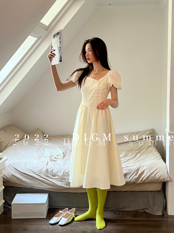 【DIGM】復古旗袍扣顯瘦連衣裙  3902#  ZXX